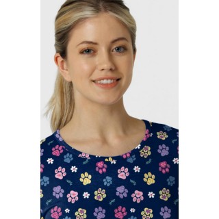 2409 Wink Layers Silky Long Sleeve Print Top - Springtime Stroll Navy
