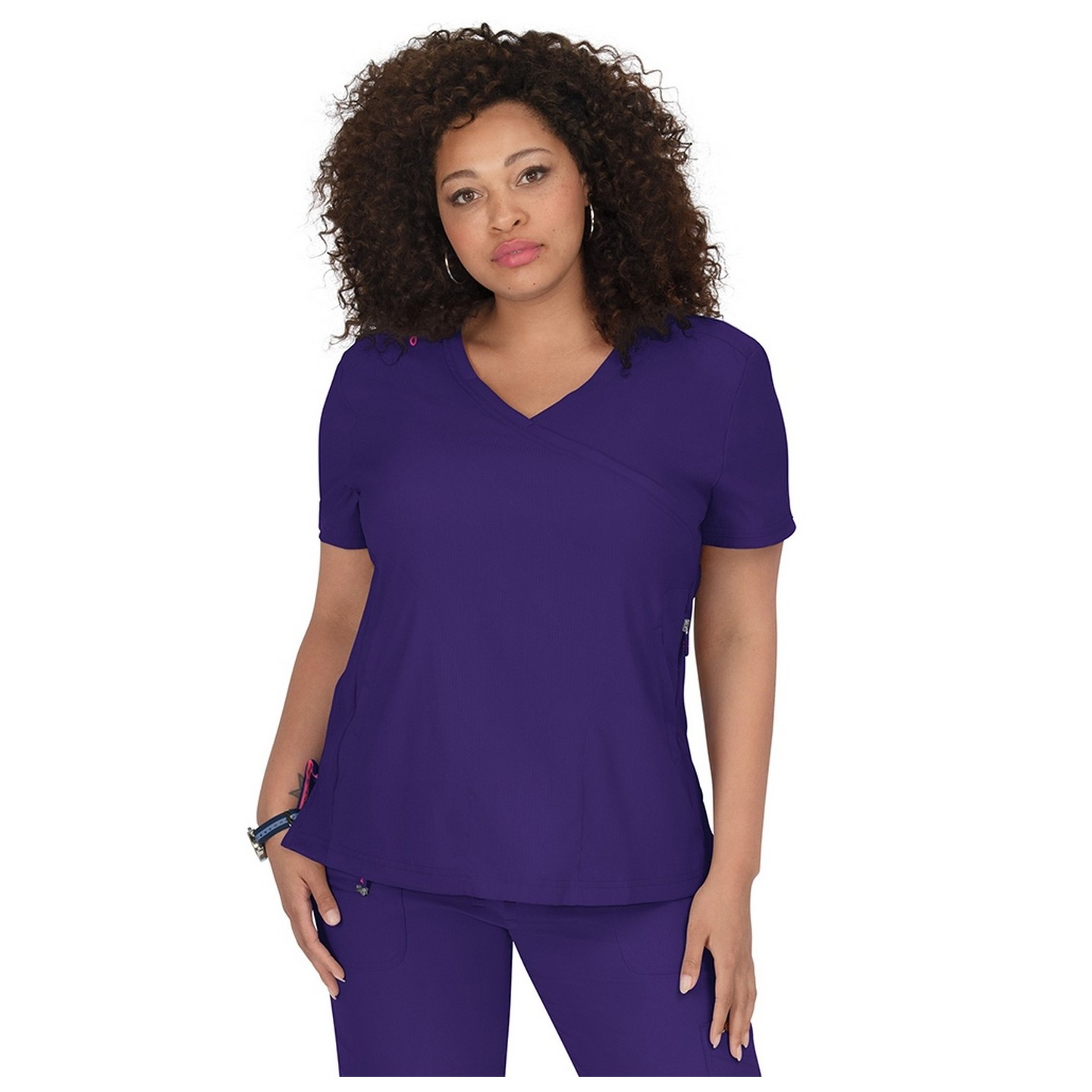 316 Koi Lite™ Scrubs Philosophy Mock Wrap Side Zipper Top