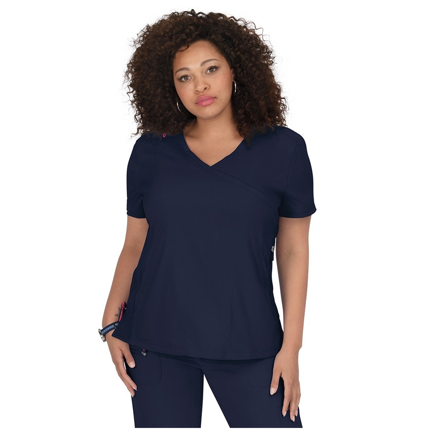 316 Koi Lite™ Scrubs Philosophy Mock Wrap Side Zipper Top