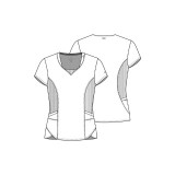 MC701 Amp V-Neck Top with Rib-Knit Inset and Side Panels by Med Couture