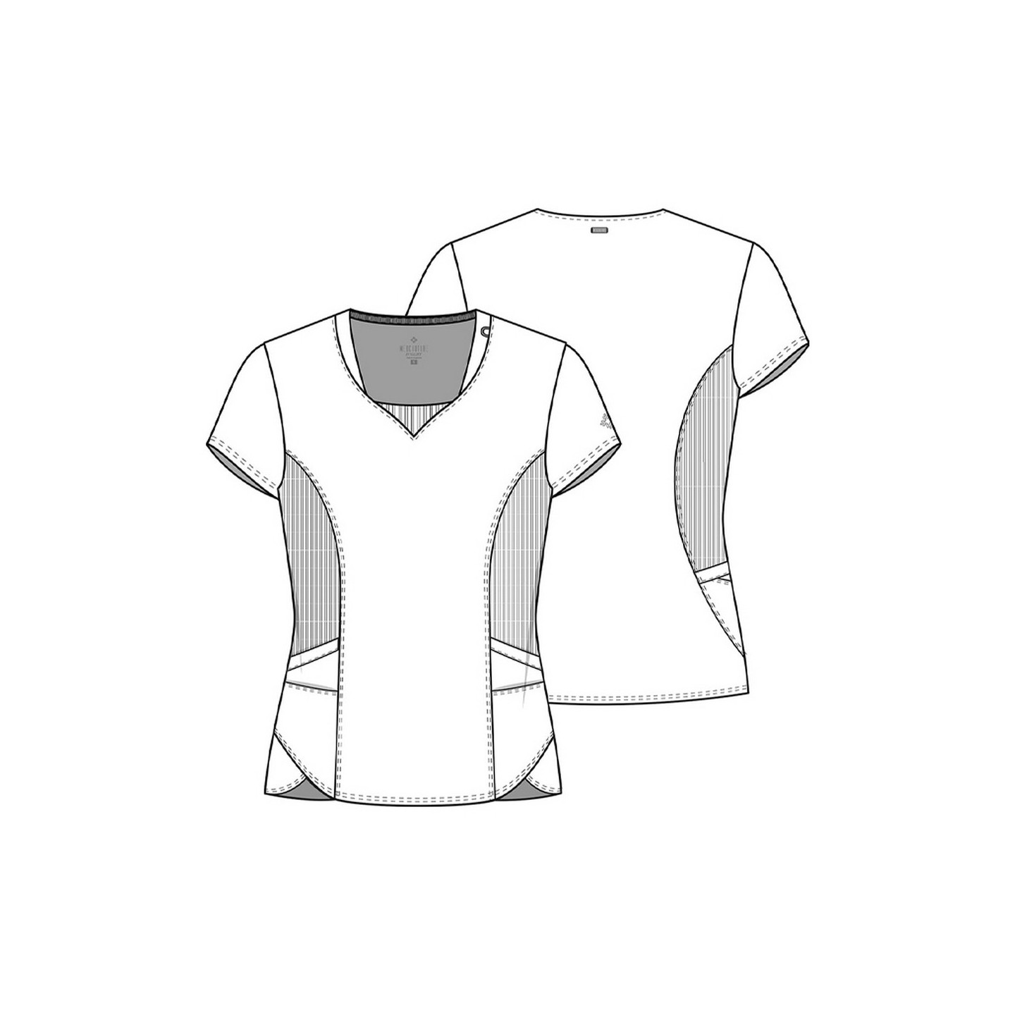 MC701 Amp V-Neck Top with Rib-Knit Inset and Side Panels by Med Couture