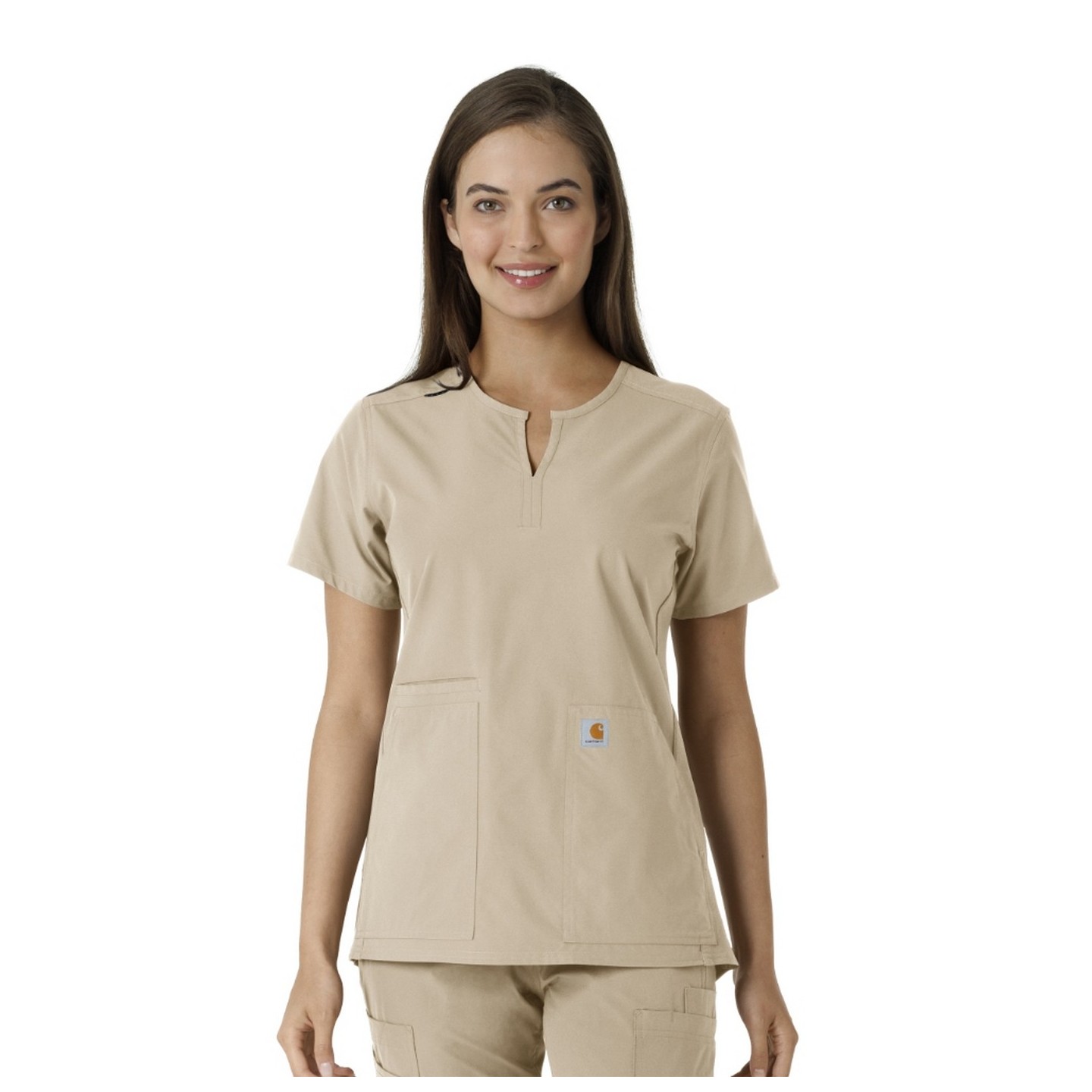 C12413 Carhartt Force Essentials Notch Neck Tunic Top with Knit Panels