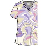 MC8564 Haut Imprimé à Col en V avec 2 Poches par Med Couture - Sporty Marble