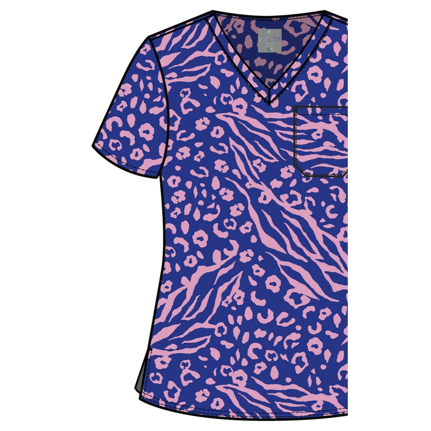 MC632 Med Couture V-Neck Print Top - Two Tone Skin