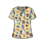 MC632 Med Couture V-Neck Print Top - Vacation Postcard