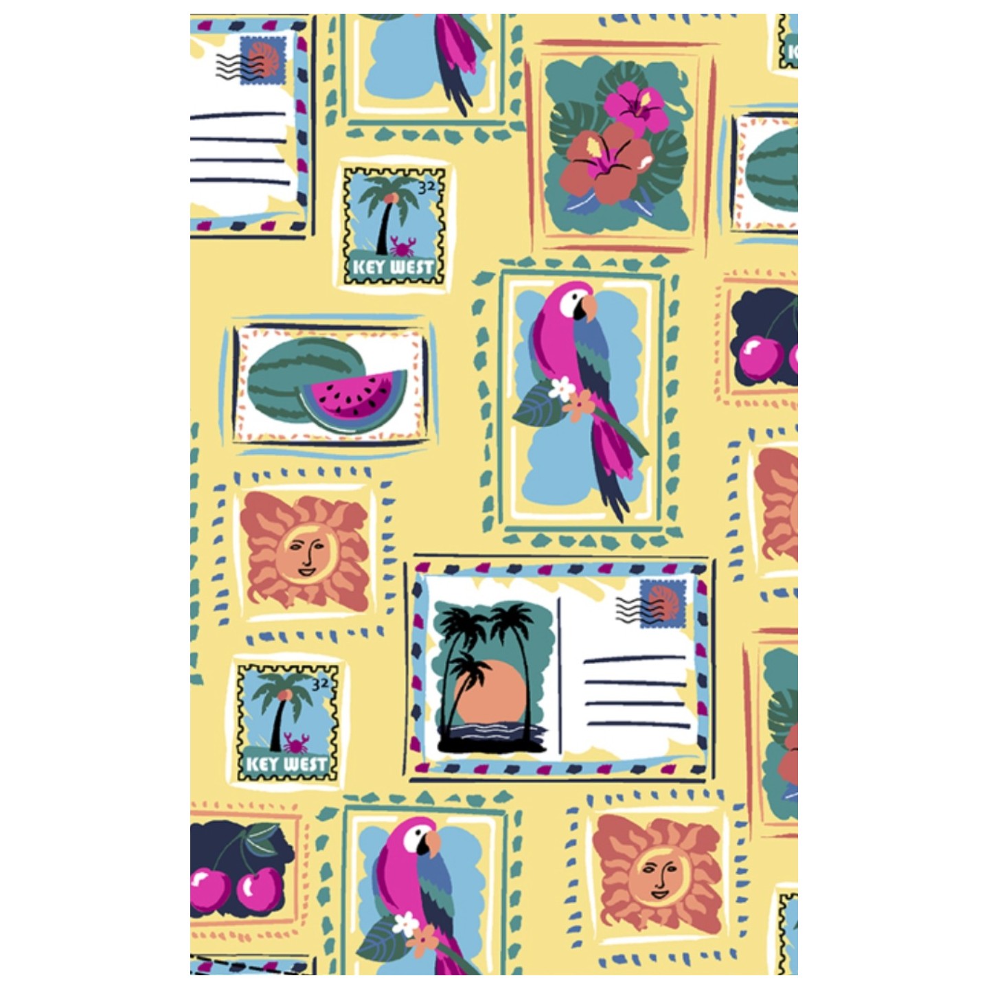 MC632 Med Couture V-Neck Print Top - Vacation Postcard