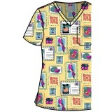 MC632 Med Couture V-Neck Print Top - Vacation Postcard