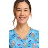 CK856 Haut Imprimé à Col en V avec 2 Poches par Cherokee - Hula Party