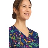 CK856 V-Neck 2 Pocket Print Top by Cherokee - Jungle Jive