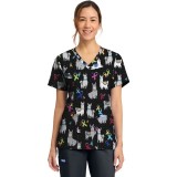 CK856 V-Neck 2 Pocket Print Top by Cherokee - Llama Be Aware