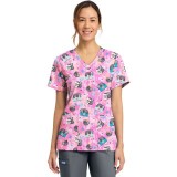 CK856 V-Neck 2 Pocket Print Top by Cherokee - Nurse Sloth