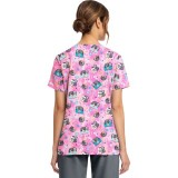CK856 V-Neck 2 Pocket Print Top by Cherokee - Nurse Sloth