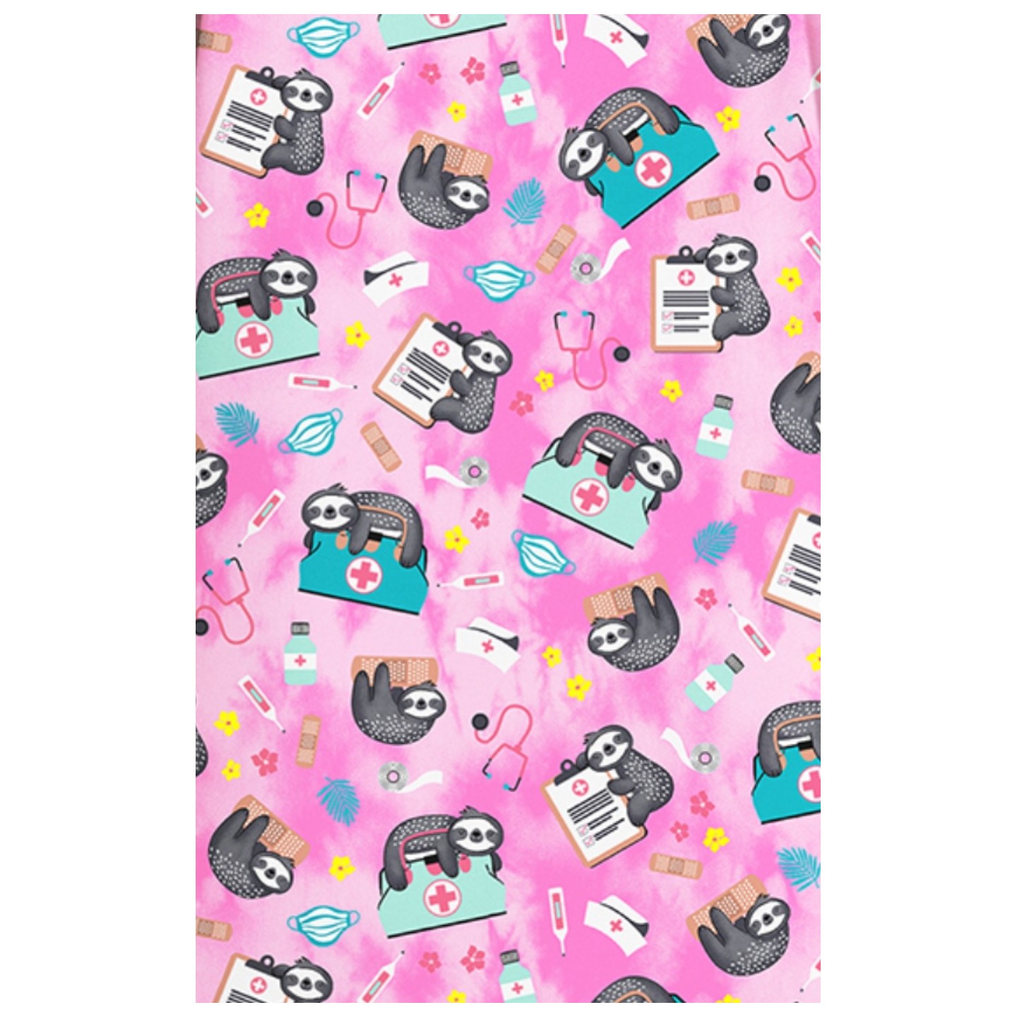 CK856 V-Neck 2 Pocket Print Top by Cherokee - Nurse Sloth