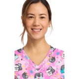 CK856 V-Neck 2 Pocket Print Top by Cherokee - Nurse Sloth