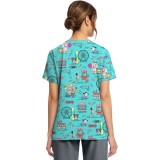 CK856 V-Neck 2 Pocket Print Top by Cherokee - Vintage Boardwalk