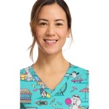 CK856 V-Neck 2 Pocket Print Top by Cherokee - Vintage Boardwalk