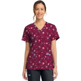 CK856 V-Neck 2 Pocket Print Top by Cherokee - Wild Ditsy