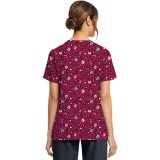 CK856 V-Neck 2 Pocket Print Top by Cherokee - Wild Ditsy