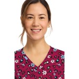 CK856 V-Neck 2 Pocket Print Top by Cherokee - Wild Ditsy