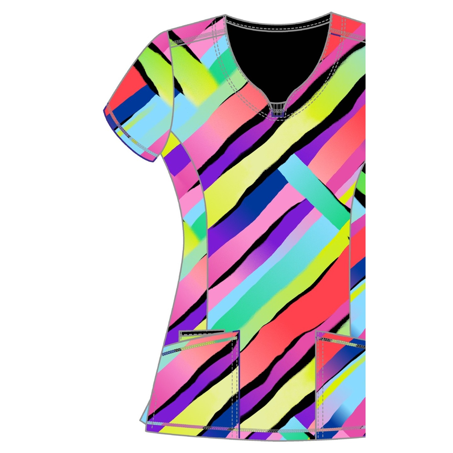 CK609 Round Neck Top by Infinity - Color Block Stripe