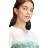 DK667 Dickies 4 Pocket V-Neck Print Top - Fading Stripes