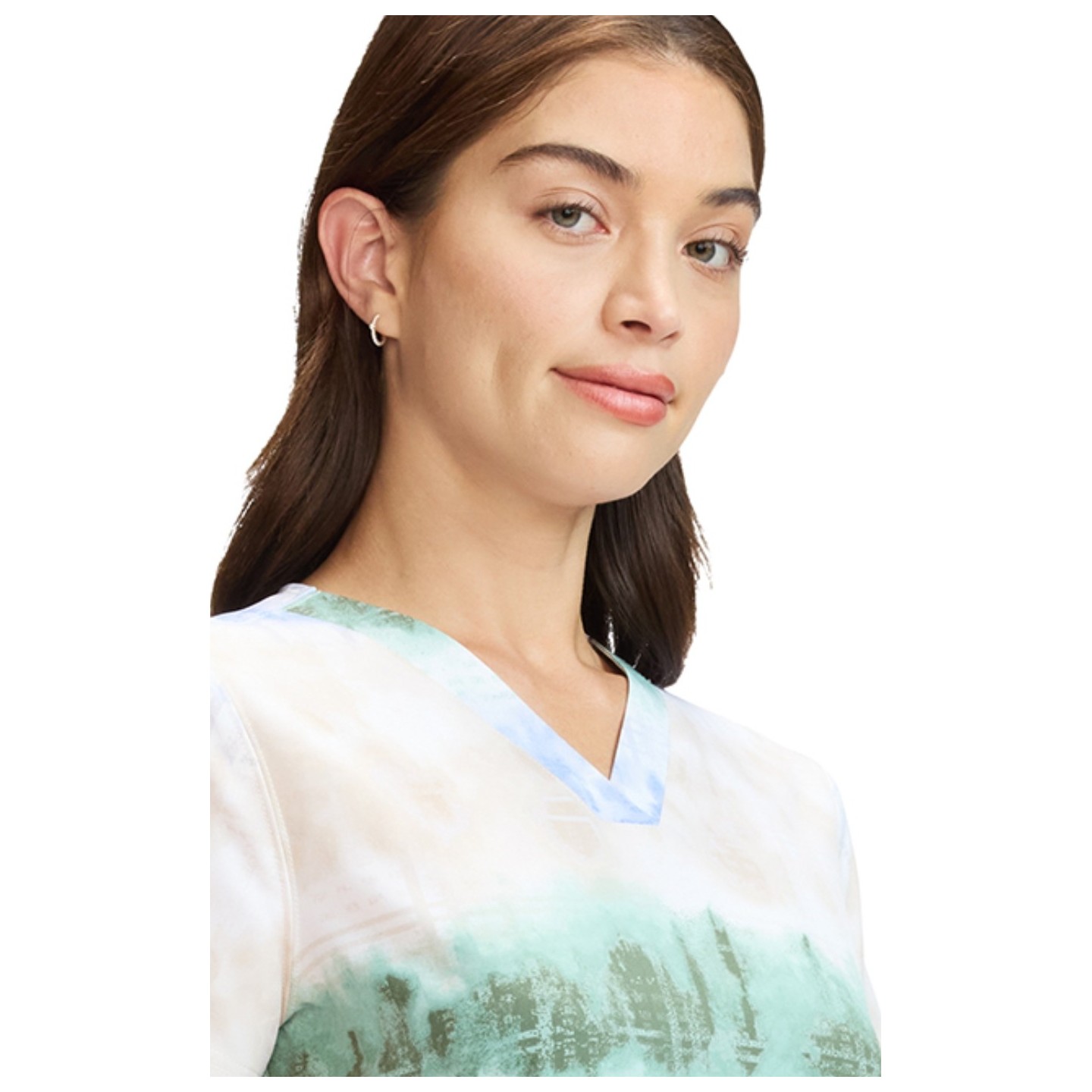 DK667 Dickies 4 Pocket V-Neck Print Top - Fading Stripes