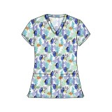 TF796 Tooniforms 2 Pocket V-Neck Print Top by Cherokee - Nemo And Dory