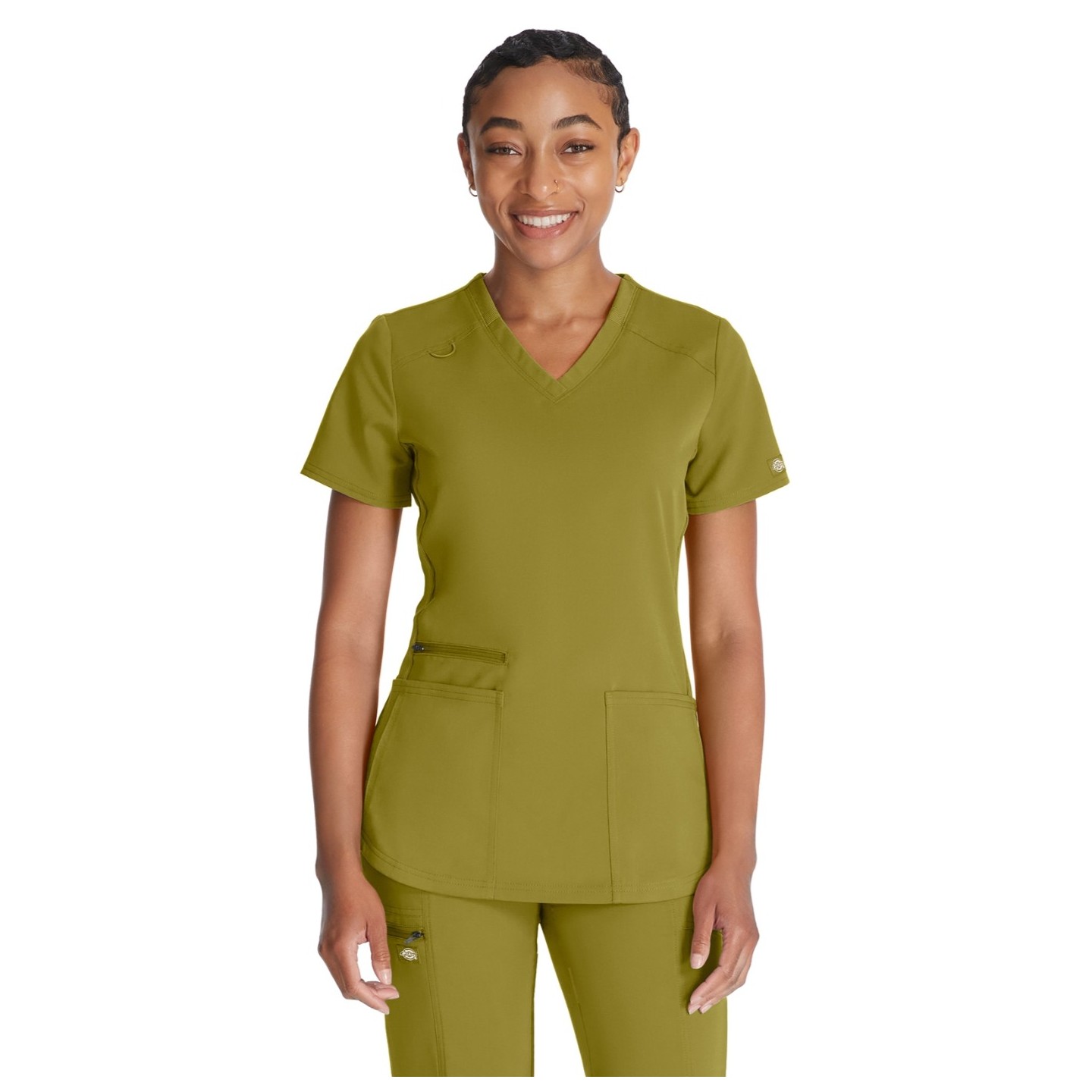 DK875 Dickies Balance Haut a Col en V et Panneaux Latéraux en Tricot Côtelé