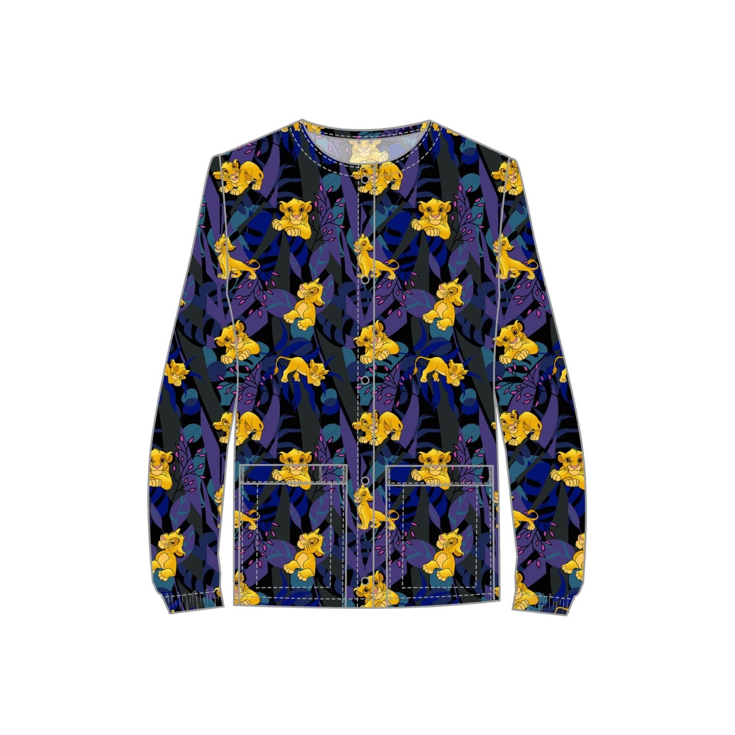 TF323 Tooniforms Button Up Print Jacket by Cherokee - Sensational Simba