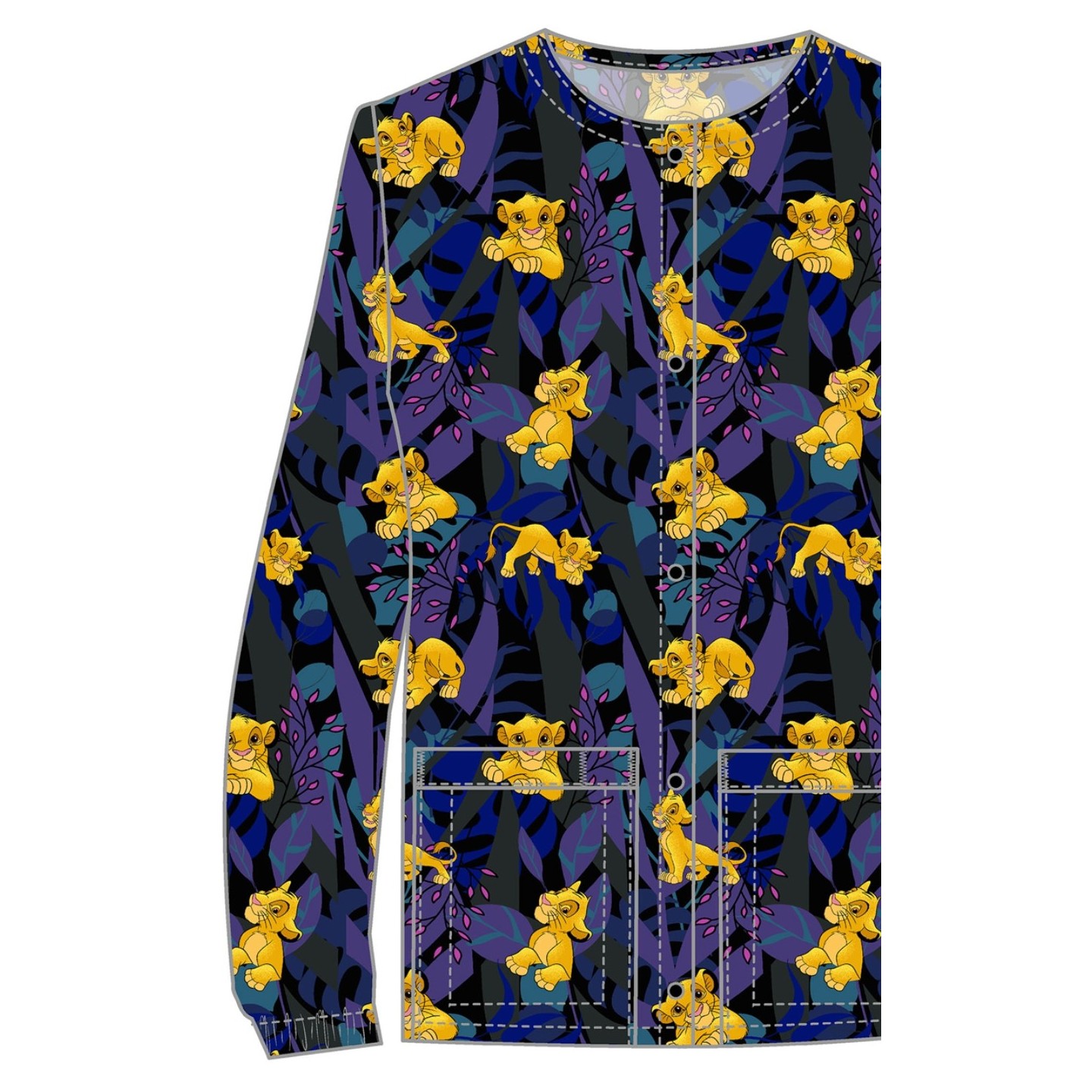 TF323 Tooniforms Button Up Print Jacket by Cherokee - Sensational Simba