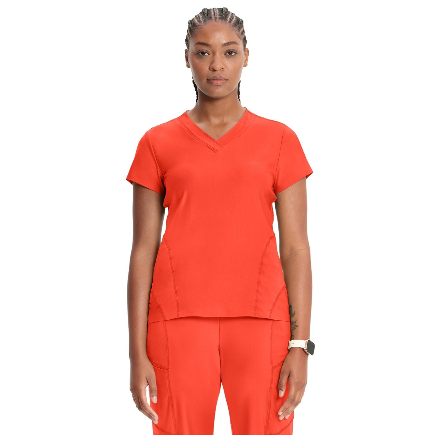 IN706A Kinetic V-Neck 2 Zip Pocket Knit Top by Infinity