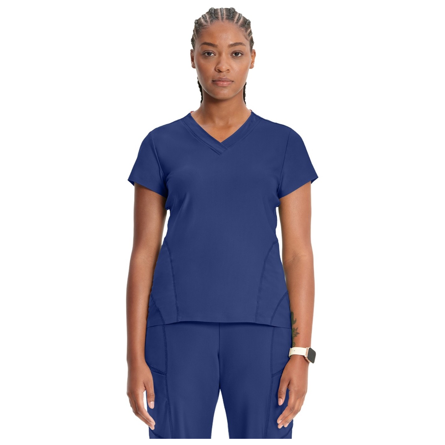 IN706A Kinetic V-Neck 2 Zip Pocket Knit Top by Infinity