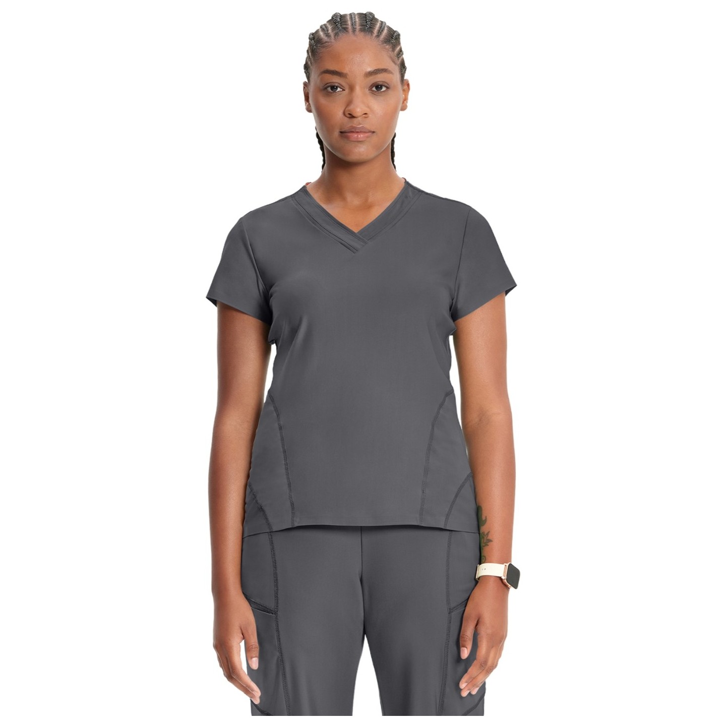 IN706A Kinetic V-Neck 2 Zip Pocket Knit Top by Infinity