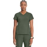 IN706A Kinetic V-Neck 2 Zip Pocket Knit Top by Infinity