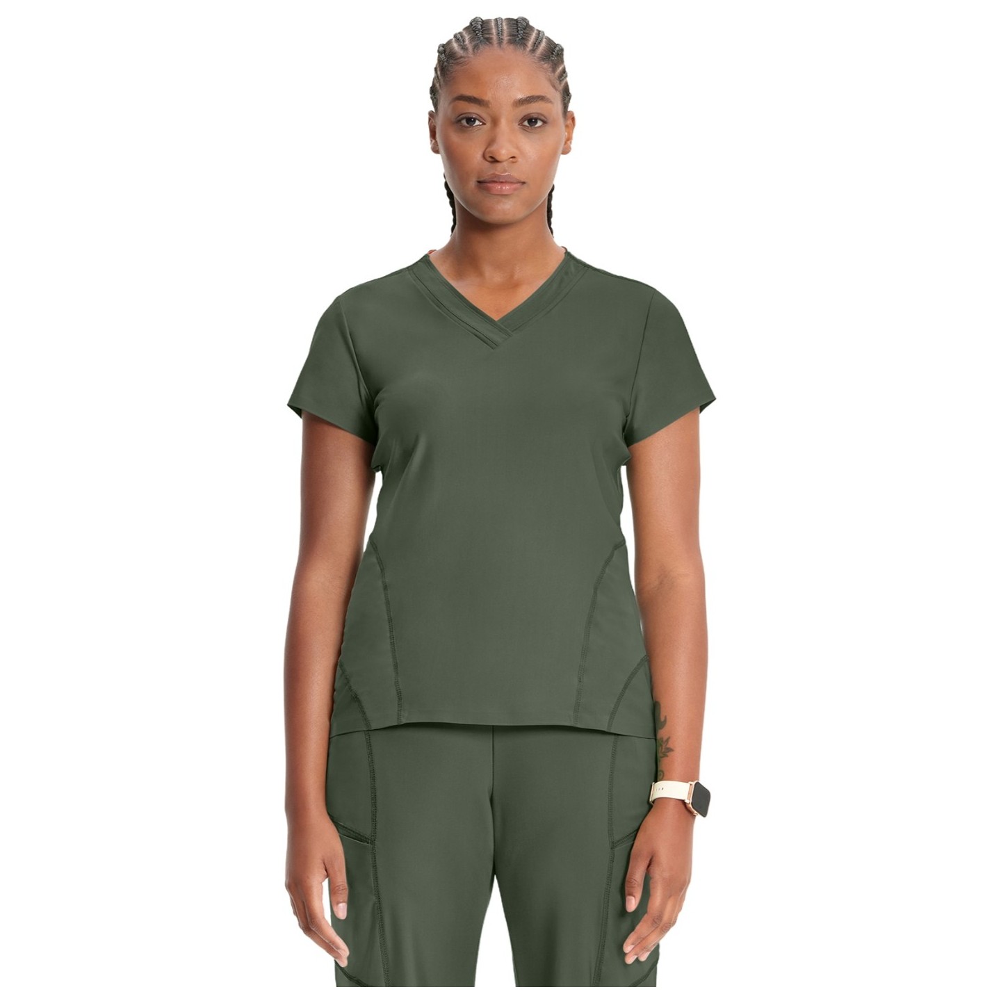 IN706A Kinetic V-Neck 2 Zip Pocket Knit Top by Infinity