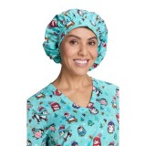 A174PR koi Essentials Bouffant Print Scrub Cap - Penguins