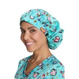 A174PR koi Essentials Bouffant Print Scrub Cap - Penguins