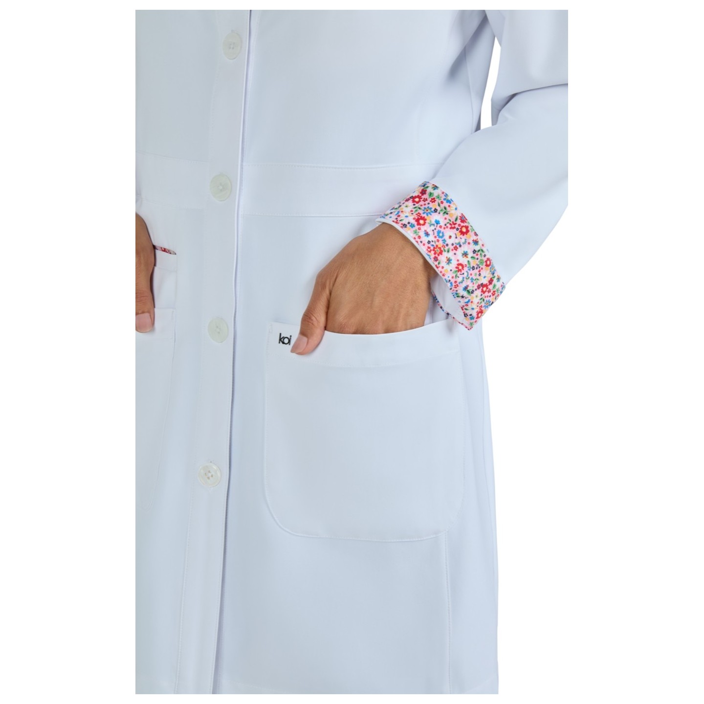 466 Essentials Fusion Round Collar Lab Coat by koi