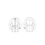 466 Essentials Fusion Round Collar Lab Coat by koi