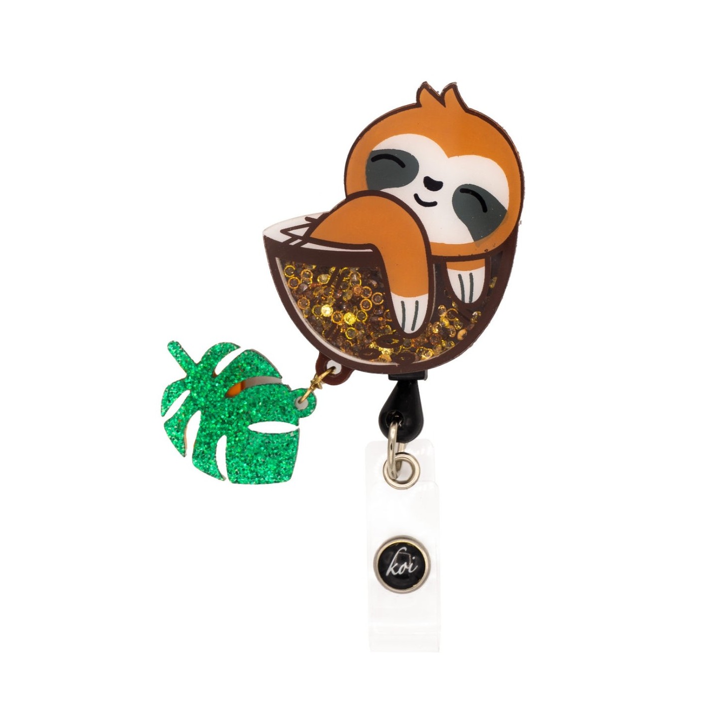 A156 koi Retractable Shaker Badge Reel - Sloth