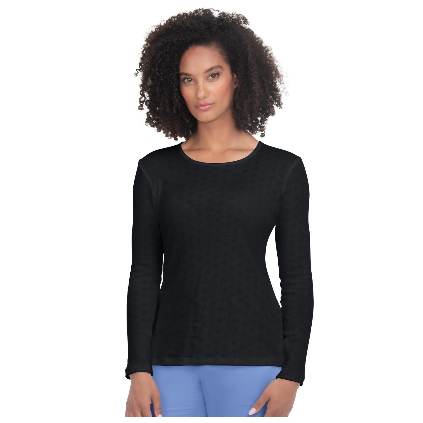 1110 Essentials Rohan Heart Pointelle Long Sleeve Underscrub by koi