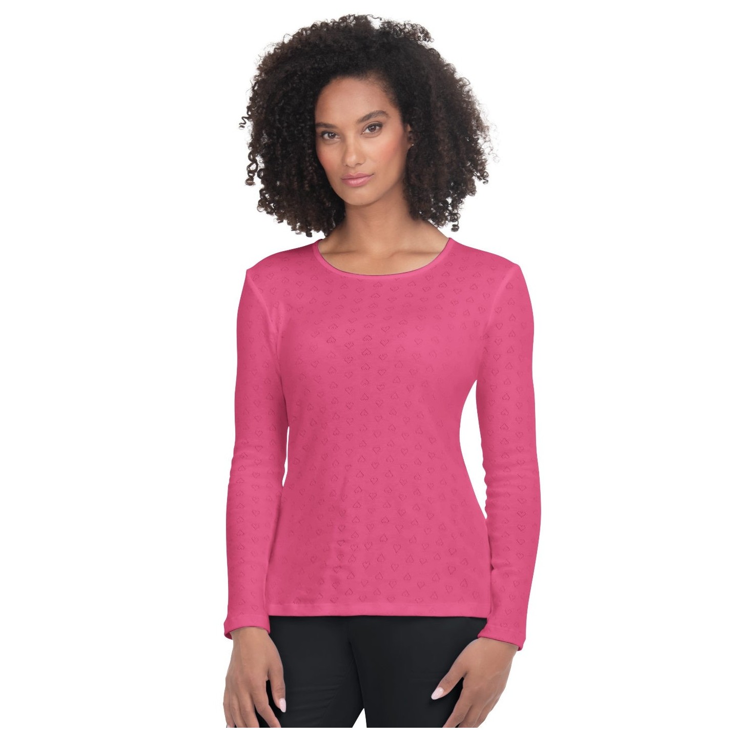 1110 Essentials Rohan Heart Pointelle Long Sleeve Underscrub by koi