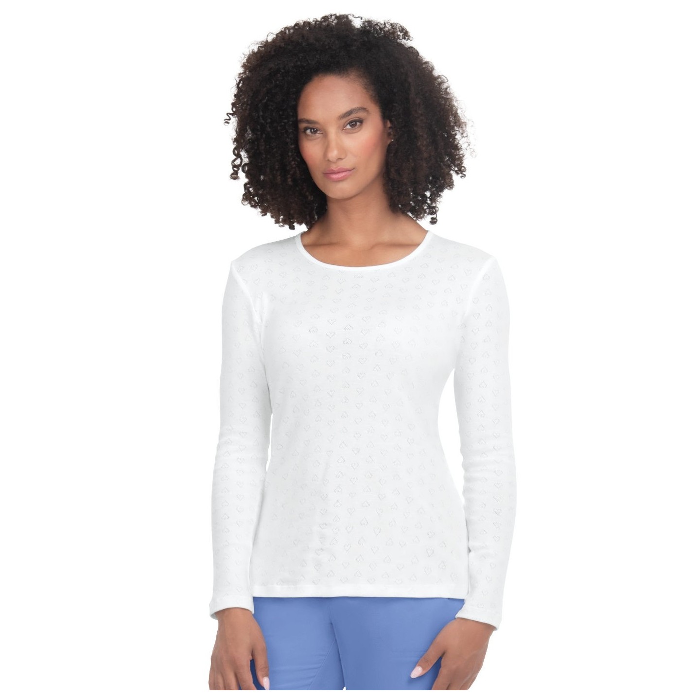 1110 Essentials Rohan Heart Pointelle Long Sleeve Underscrub by koi