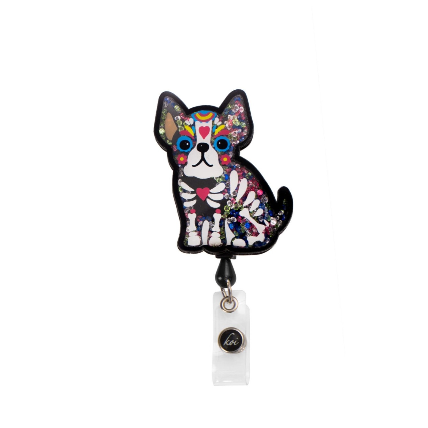 A156 koi Porte-Badge Rétractable Dynamique - Skeleton Dog