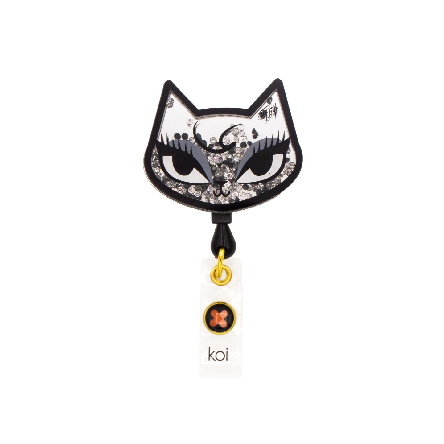 A156A koi Artist Series Retractable Shaker Badge Reel - Billy Cat