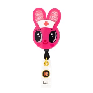 A156A koi Artist Series Retractable Shaker Badge Reel - Nurse Bunny