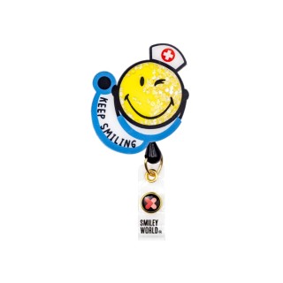 SA156 Smiley World Retractable Shaker Badge Reel by koi - Dr. Smiley
