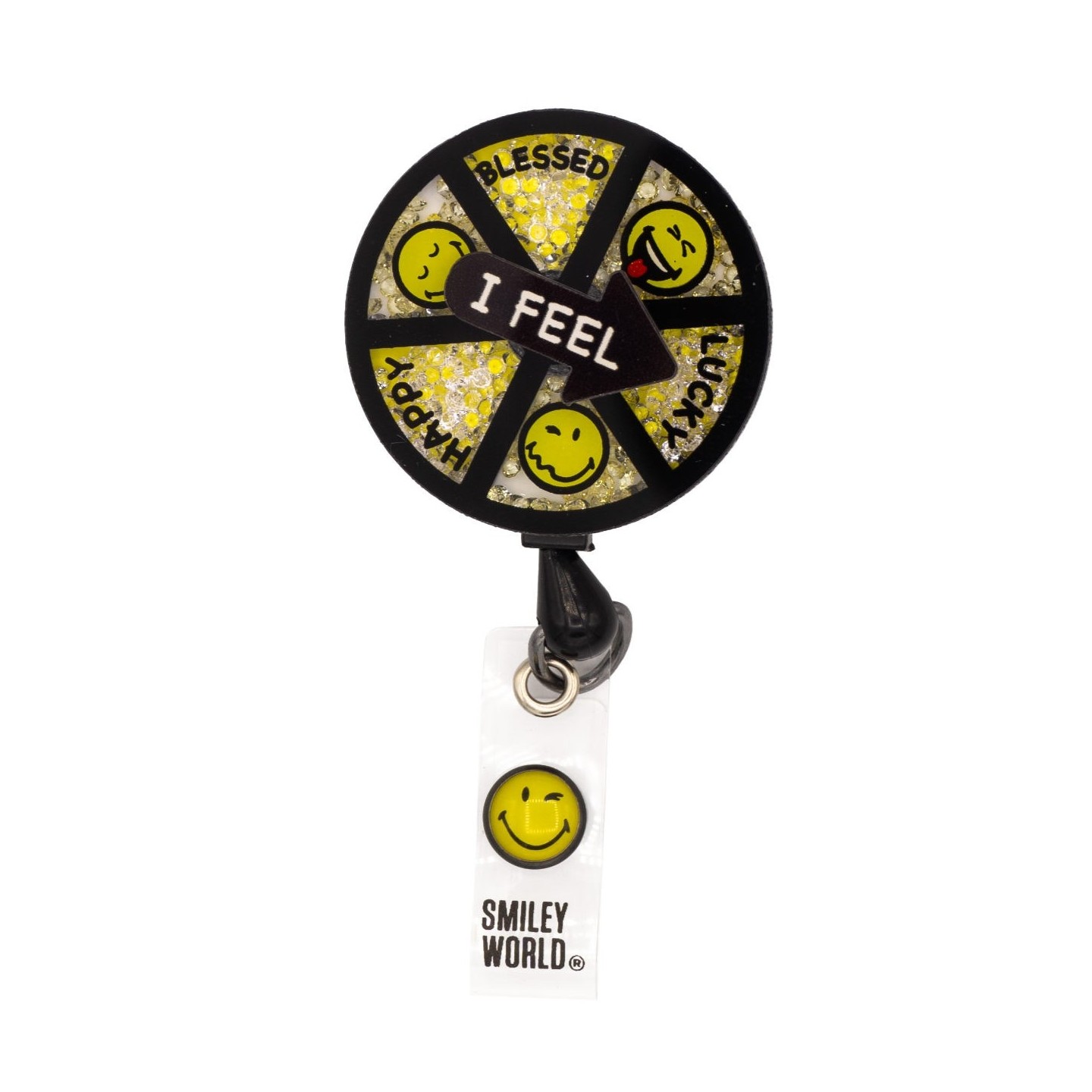 SA156 Smiley World Retractable Shaker Badge Reel by koi - Today I Feel