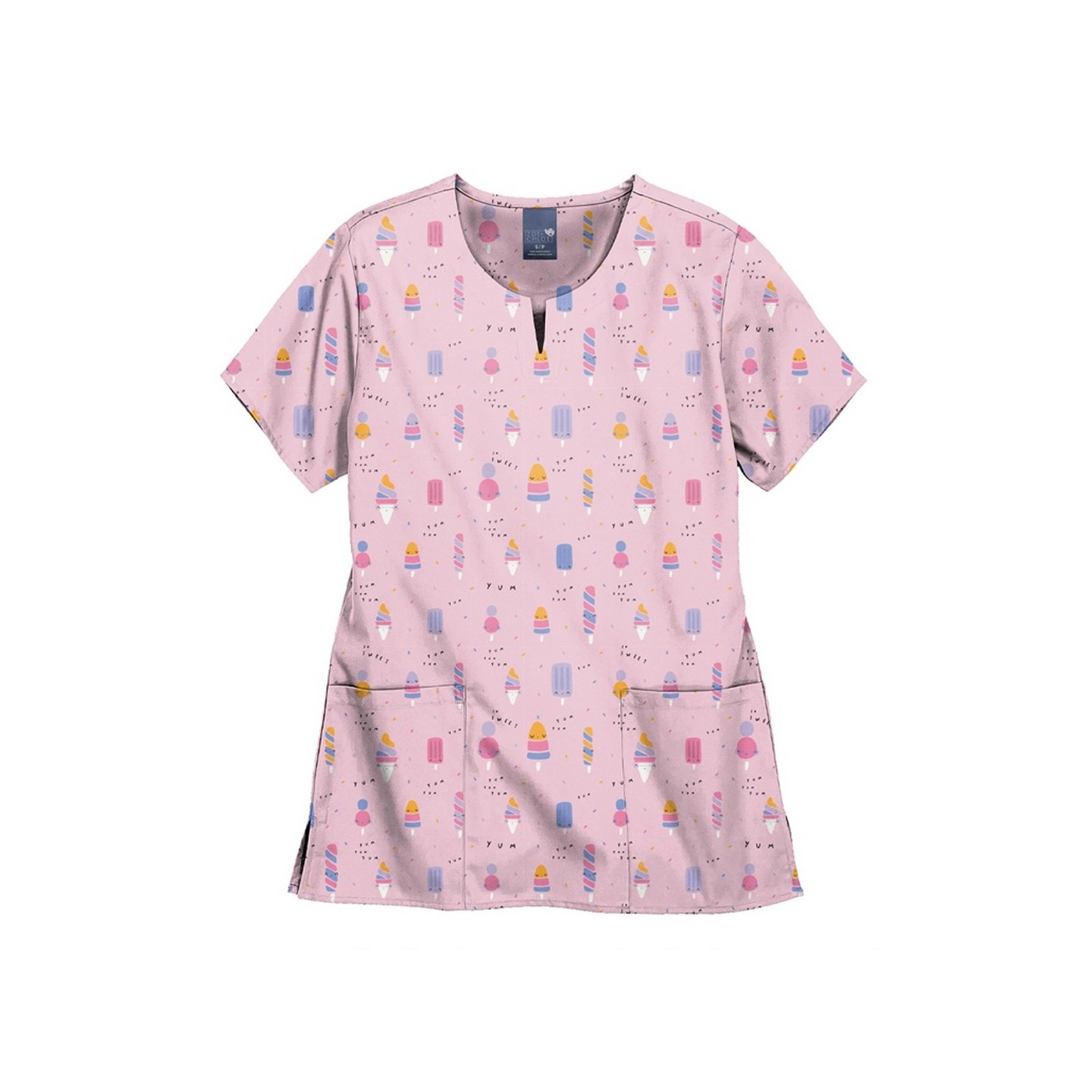 Z16213 Zoe + Chloe Haut Imprimée Encoches Cou - Nice Cream