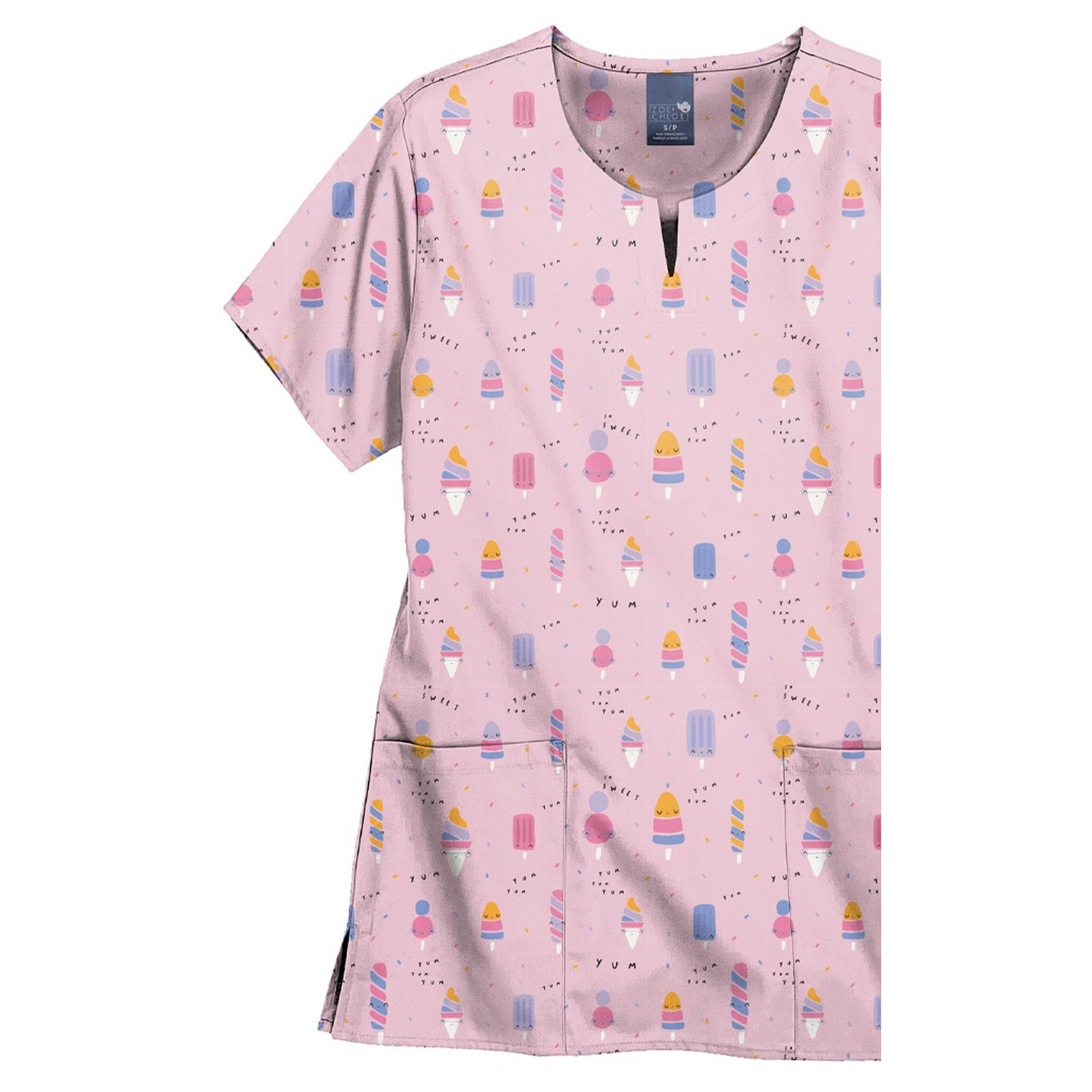 Z16213 Zoe + Chloe Haut Imprimée Encoches Cou - Nice Cream